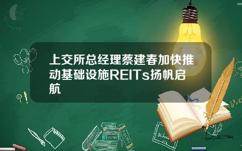 上交所总经理蔡建春加快推动基础设施REITs扬帆启航