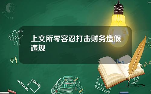 上交所零容忍打击财务造假违规