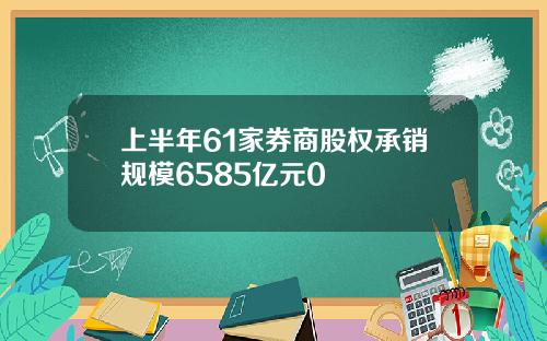 上半年61家券商股权承销规模6585亿元0