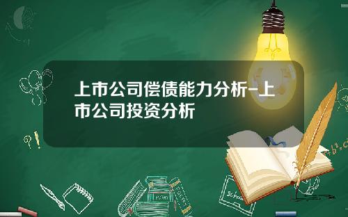 上市公司偿债能力分析-上市公司投资分析