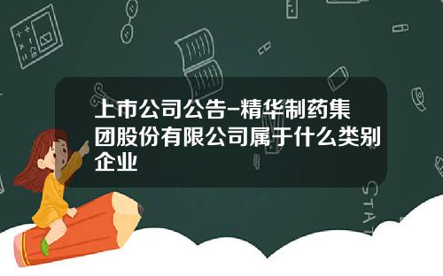 上市公司公告-精华制药集团股份有限公司属于什么类别企业