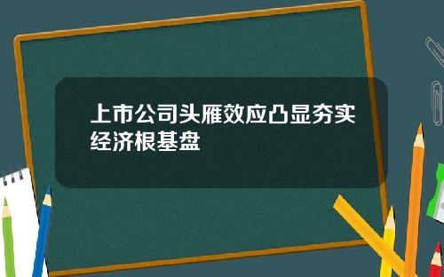 上市公司头雁效应凸显夯实经济根基盘