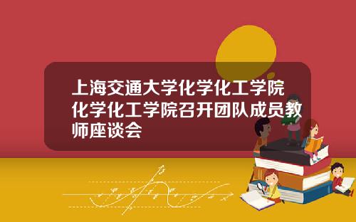 上海交通大学化学化工学院化学化工学院召开团队成员教师座谈会