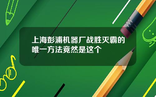 上海彭浦机器厂战胜灭霸的唯一方法竟然是这个