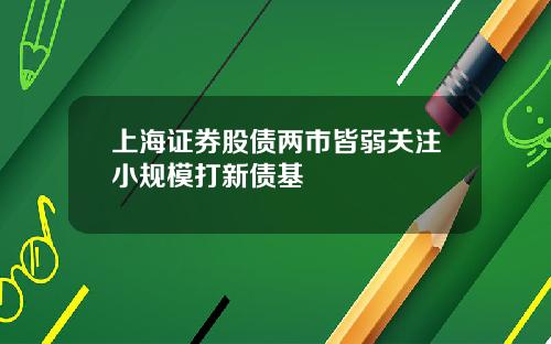 上海证券股债两市皆弱关注小规模打新债基