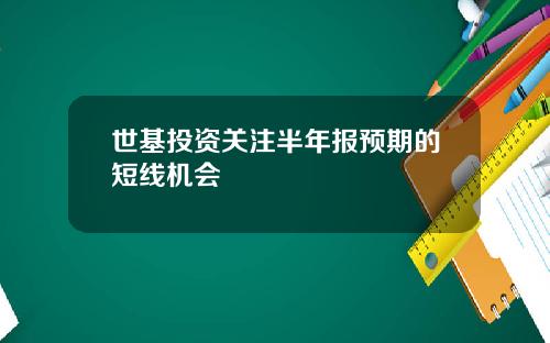 世基投资关注半年报预期的短线机会