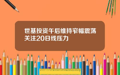 世基投资午后维持窄幅震荡关注20日线压力