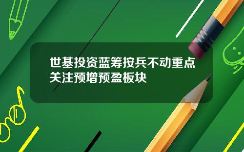 世基投资蓝筹按兵不动重点关注预增预盈板块