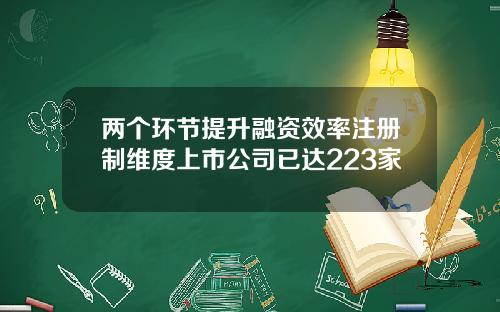 两个环节提升融资效率注册制维度上市公司已达223家