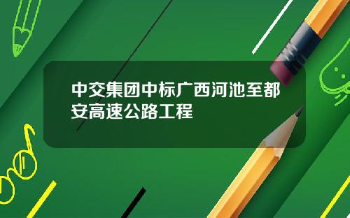 中交集团中标广西河池至都安高速公路工程