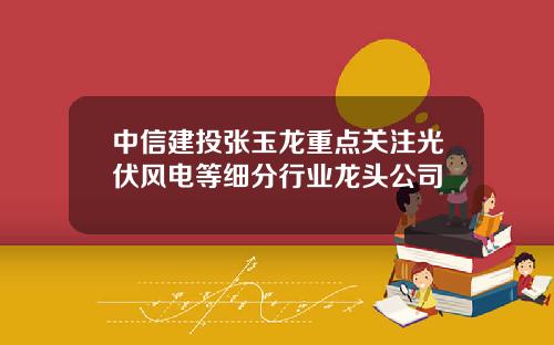 中信建投张玉龙重点关注光伏风电等细分行业龙头公司