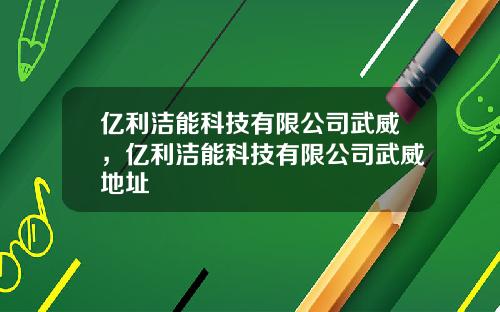 亿利洁能科技有限公司武威，亿利洁能科技有限公司武威地址