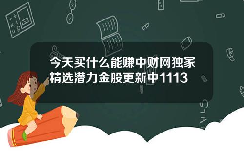 今天买什么能赚中财网独家精选潜力金股更新中1113