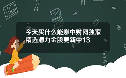 今天买什么能赚中财网独家精选潜力金股更新中13