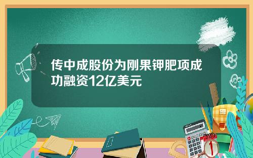 传中成股份为刚果钾肥项成功融资12亿美元