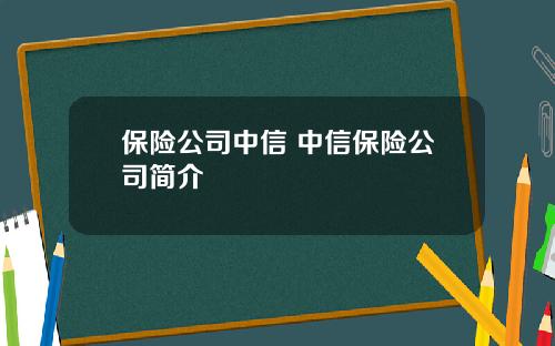 保险公司中信 中信保险公司简介