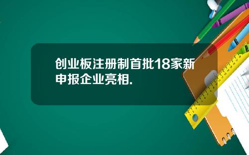 创业板注册制首批18家新申报企业亮相.