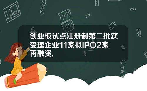 创业板试点注册制第二批获受理企业11家拟IPO2家再融资.