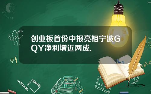 创业板首份中报亮相宁波GQY净利增近两成.