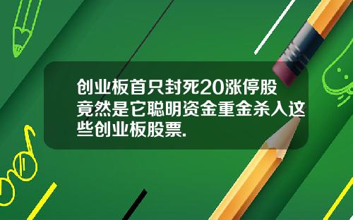 创业板首只封死20涨停股竟然是它聪明资金重金杀入这些创业板股票.