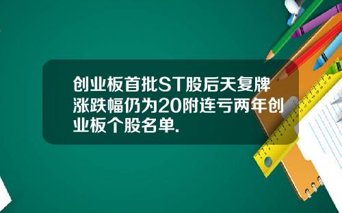 创业板首批ST股后天复牌涨跌幅仍为20附连亏两年创业板个股名单.