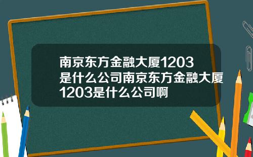 南京东方金融大厦1203是什么公司南京东方金融大厦1203是什么公司啊