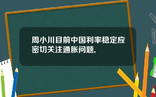 周小川目前中国利率稳定应密切关注通胀问题.