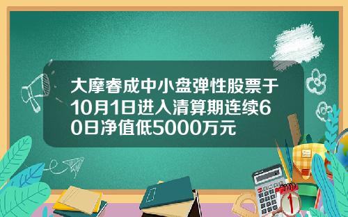 大摩睿成中小盘弹性股票于10月1日进入清算期连续60日净值低5000万元