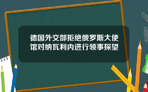 德国外交部拒绝俄罗斯大使馆对纳瓦利内进行领事探望