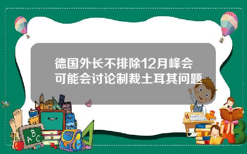 德国外长不排除12月峰会可能会讨论制裁土耳其问题