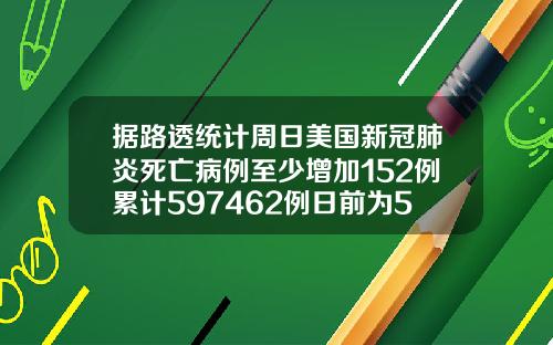 据路透统计周日美国新冠肺炎死亡病例至少增加152例累计597462例日前为597310例