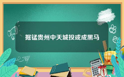 掘锰贵州中天城投或成黑马