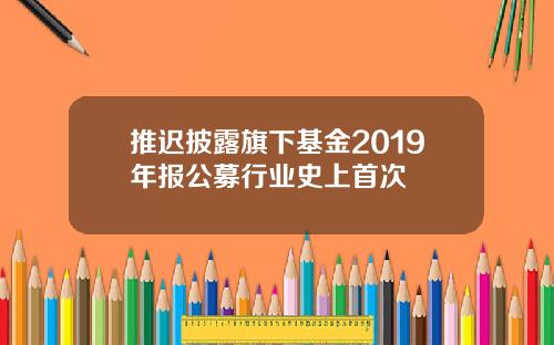 推迟披露旗下基金2019年报公募行业史上首次