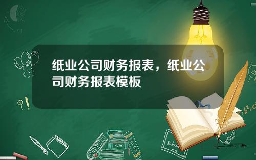 纸业公司财务报表，纸业公司财务报表模板