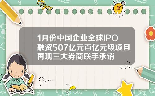 1月份中国企业全球IPO融资507亿元百亿元级项目再现三大券商联手承销