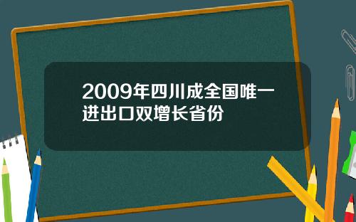 2009年四川成全国唯一进出口双增长省份