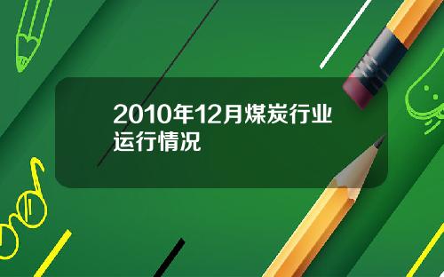 2010年12月煤炭行业运行情况