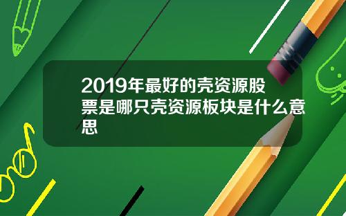 2019年最好的壳资源股票是哪只壳资源板块是什么意思