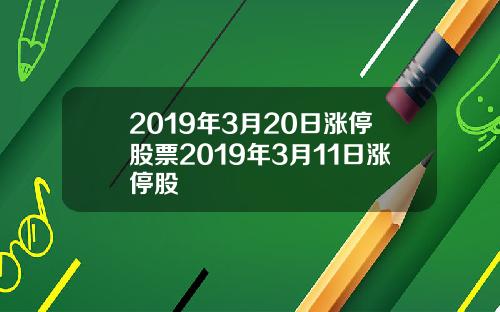 2019年3月20日涨停股票2019年3月11日涨停股