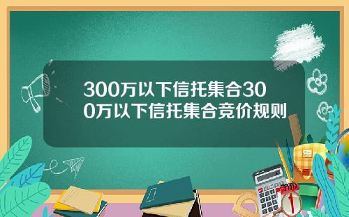 300万以下信托集合300万以下信托集合竞价规则