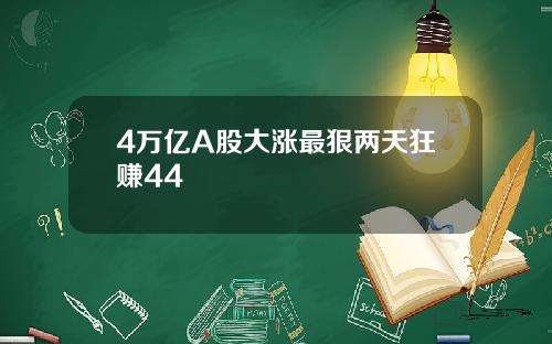 4万亿A股大涨最狠两天狂赚44