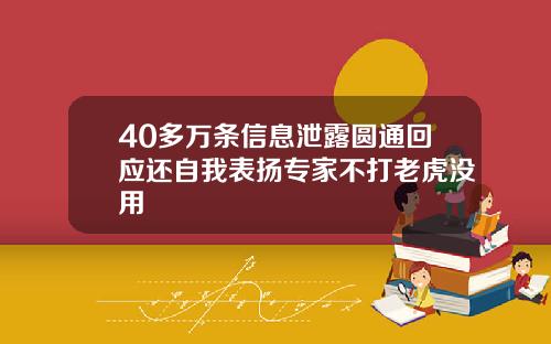 40多万条信息泄露圆通回应还自我表扬专家不打老虎没用