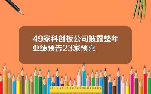 49家科创板公司披露整年业绩预告23家预喜