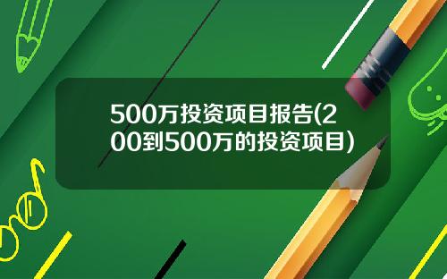 500万投资项目报告(200到500万的投资项目)