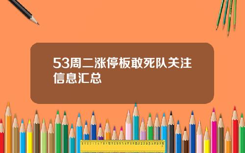 53周二涨停板敢死队关注信息汇总