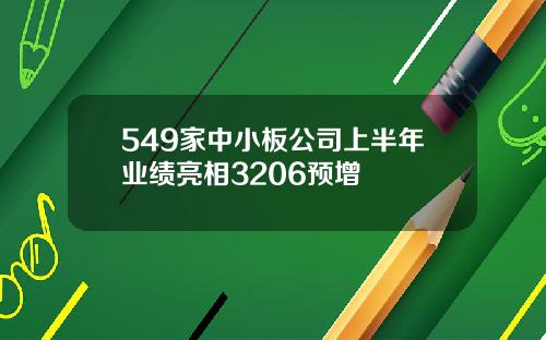 549家中小板公司上半年业绩亮相3206预增