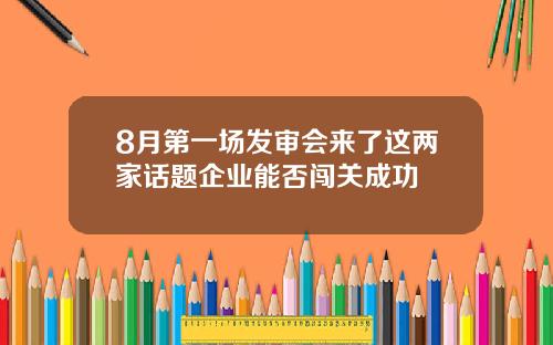 8月第一场发审会来了这两家话题企业能否闯关成功