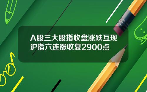 A股三大股指收盘涨跌互现沪指六连涨收复2900点