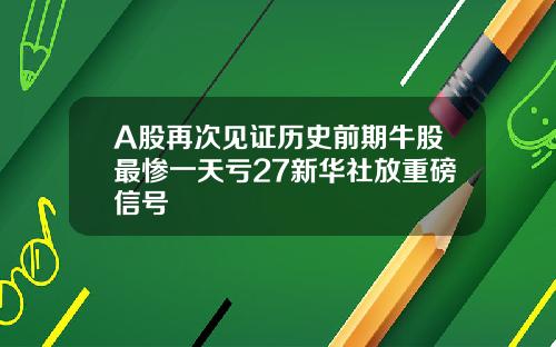 A股再次见证历史前期牛股最惨一天亏27新华社放重磅信号