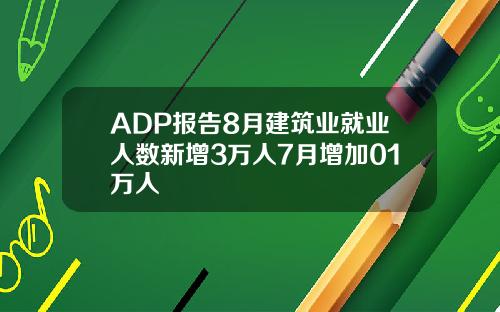 ADP报告8月建筑业就业人数新增3万人7月增加01万人